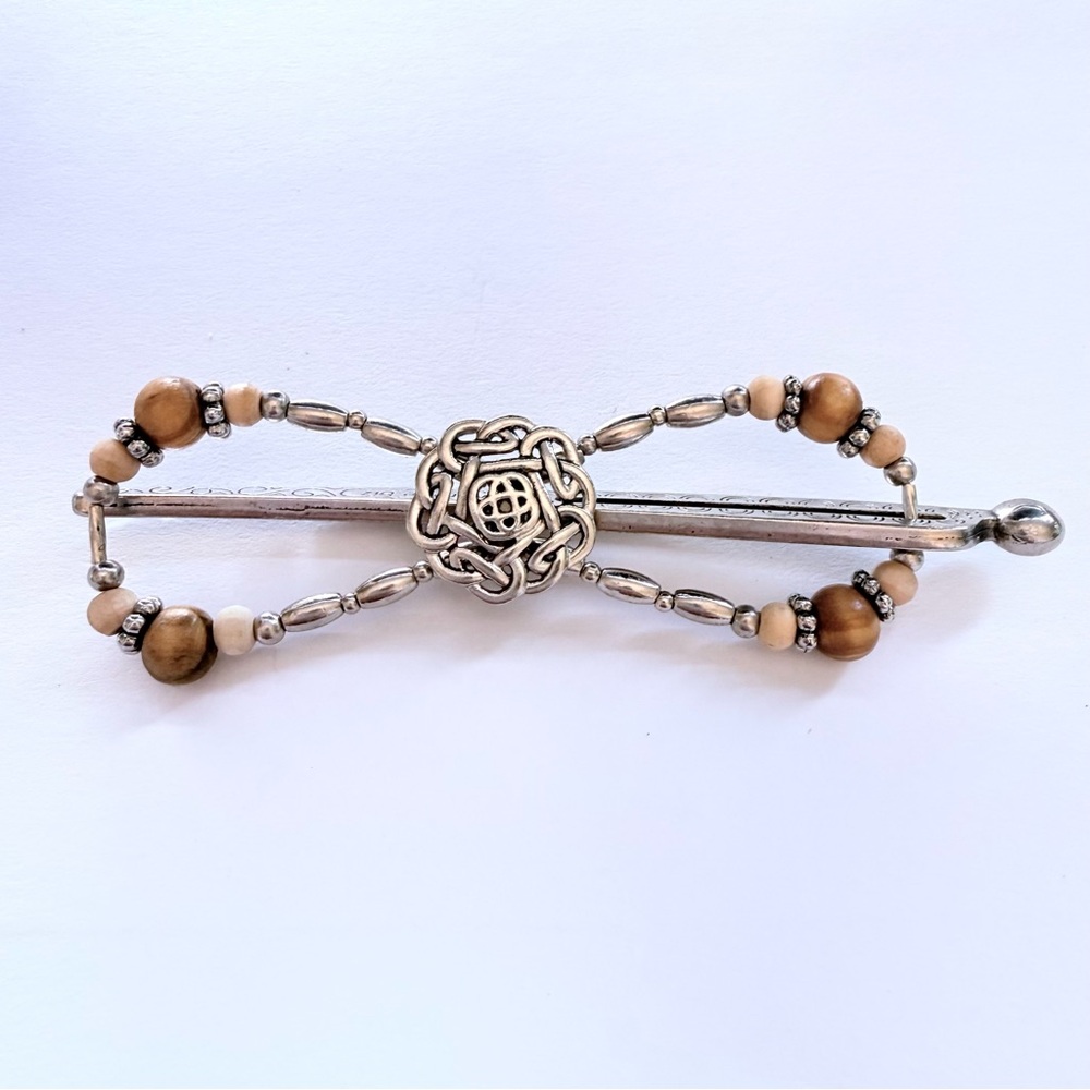 Intricate Silver and Brown Hair Clip